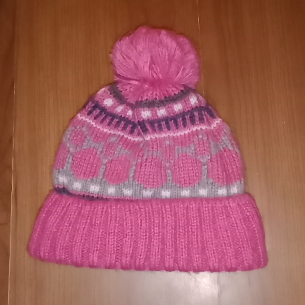 NWOT womens "Gap" pink knit beenie w/ pom pom